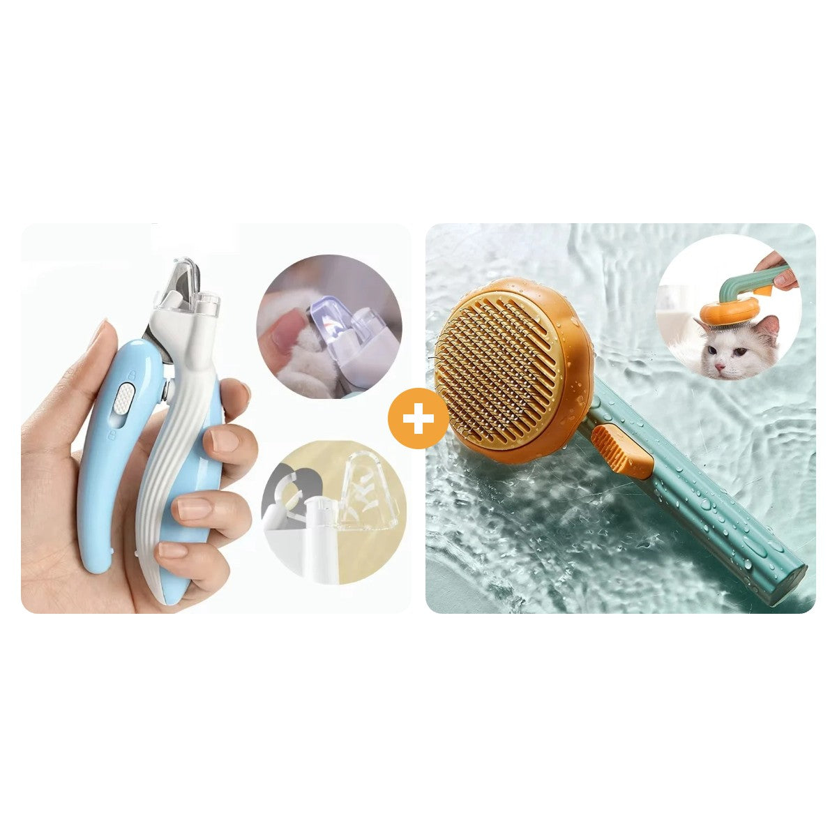 Kit Peluquería en Casa | Cortaúñas LED + Cepillo Autolimpiable